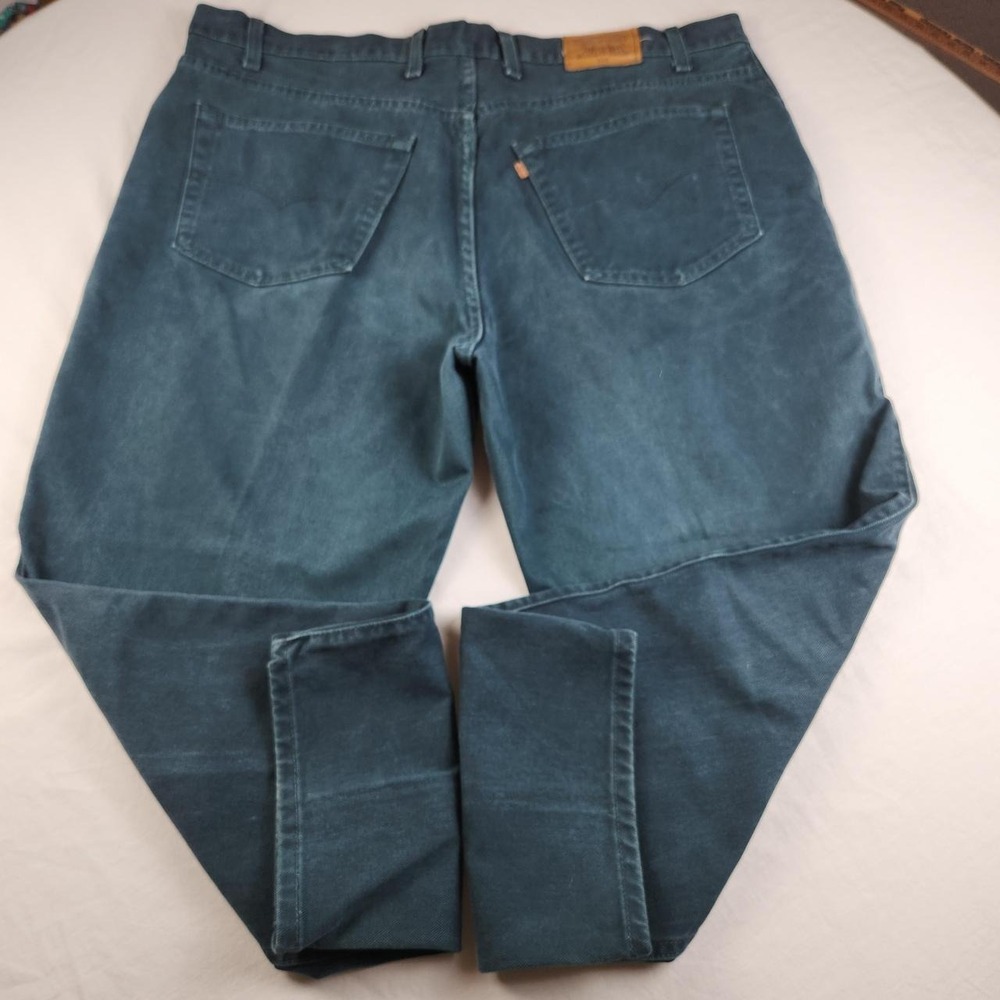 Levis 545 Loose Fit Mens Green Denim Jeans 44x30 Vintage Made in USA Baggy Y2K
